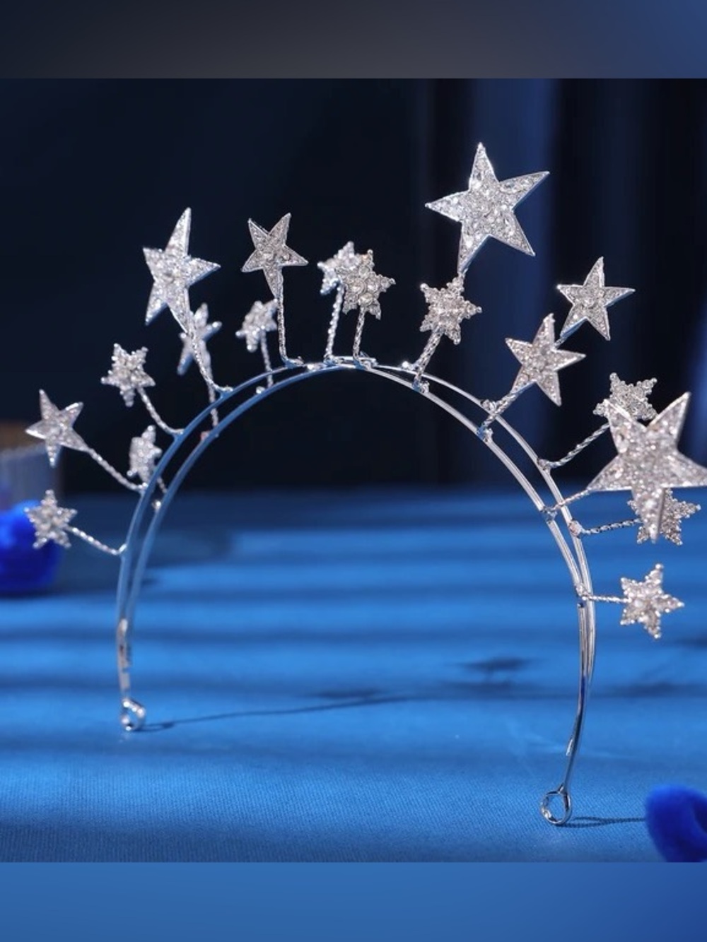 Crystal Starburst Silver Tiara Headband